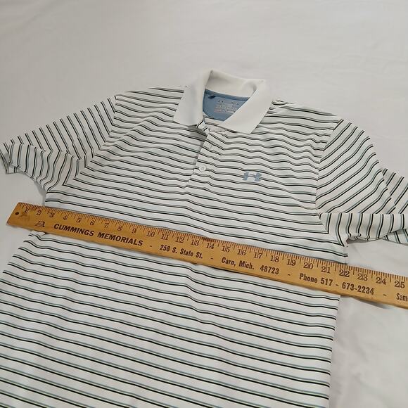 set of 2 Polo Shirts Xl/Med Short-sleeved Under Armour/GH Bass Striped easy care - Picture 14 of 16